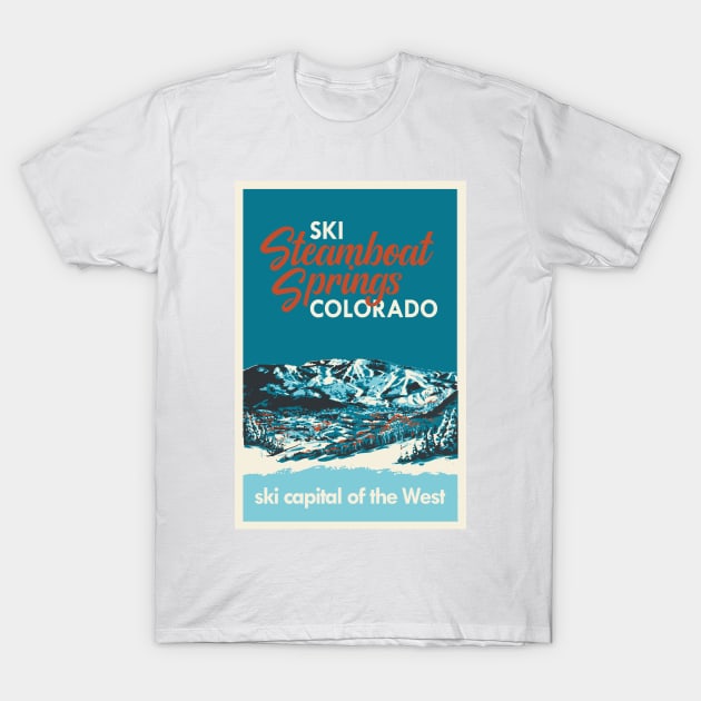 Steamboat Springs Vintage Ski Poster T-Shirt by ROEDERcraft